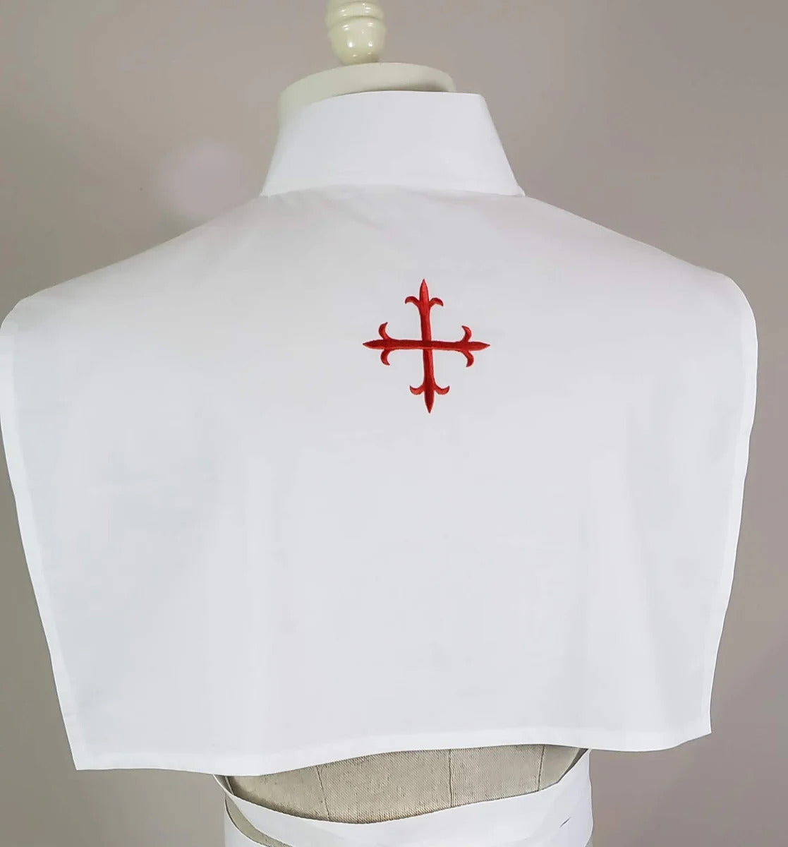 Traditional Tie Amice 100% Cotton with Red Cross