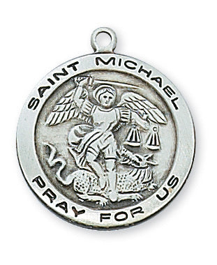 Saint Michael the Archangel Sterling Round Medal- no.  L515MK
