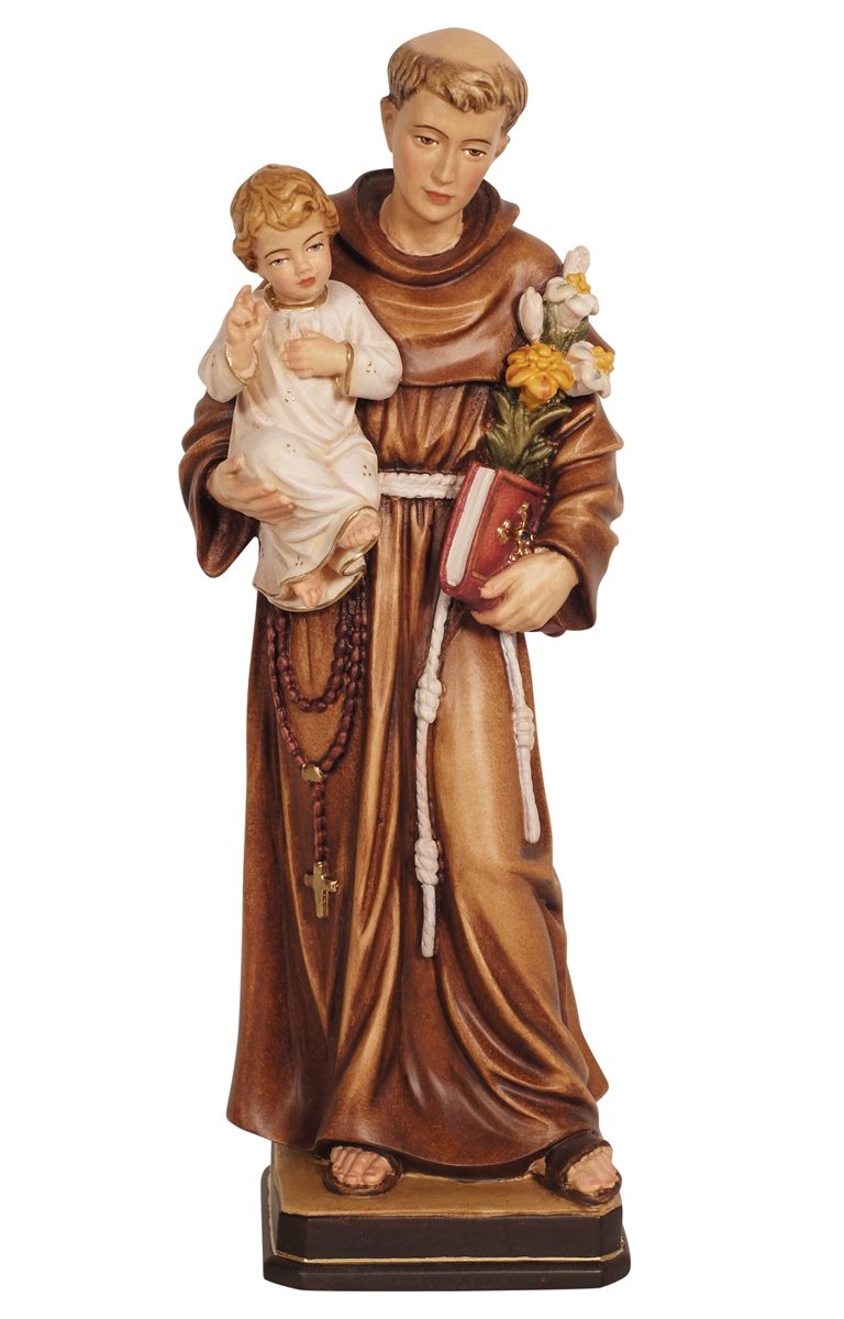6 inch Wood Carved St Anthony of Padua Statue in Full Color