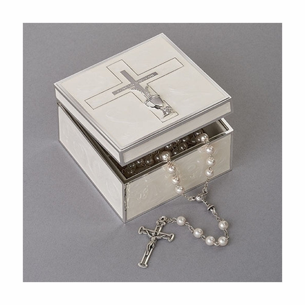 White & Silver Communion Keepsake Box - 19963