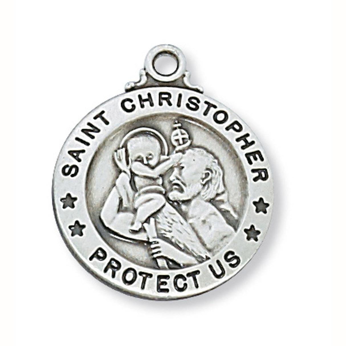 Saint Christopher Round Sterling Silver Medal   L600CH