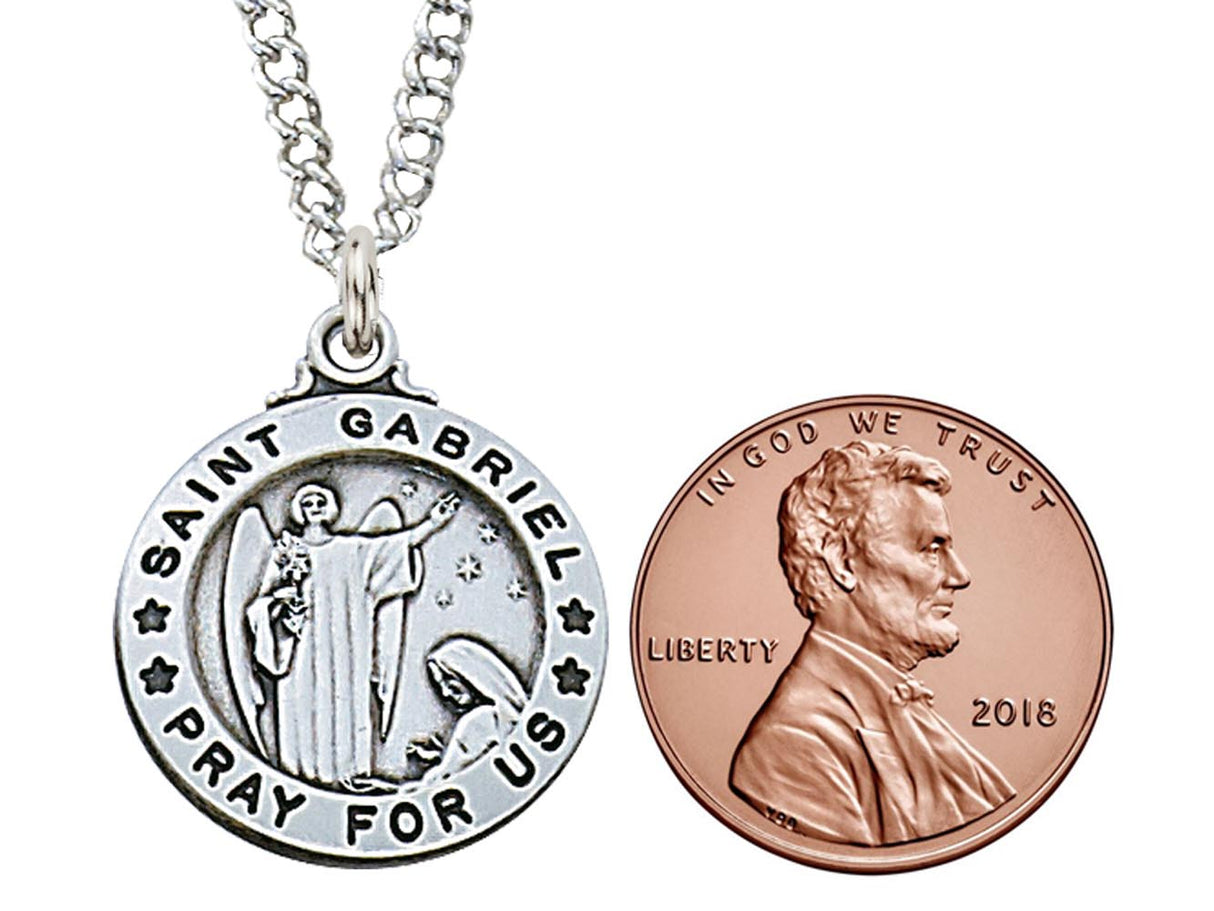 Saint Gabriel Sterling Round Medal   L600GB