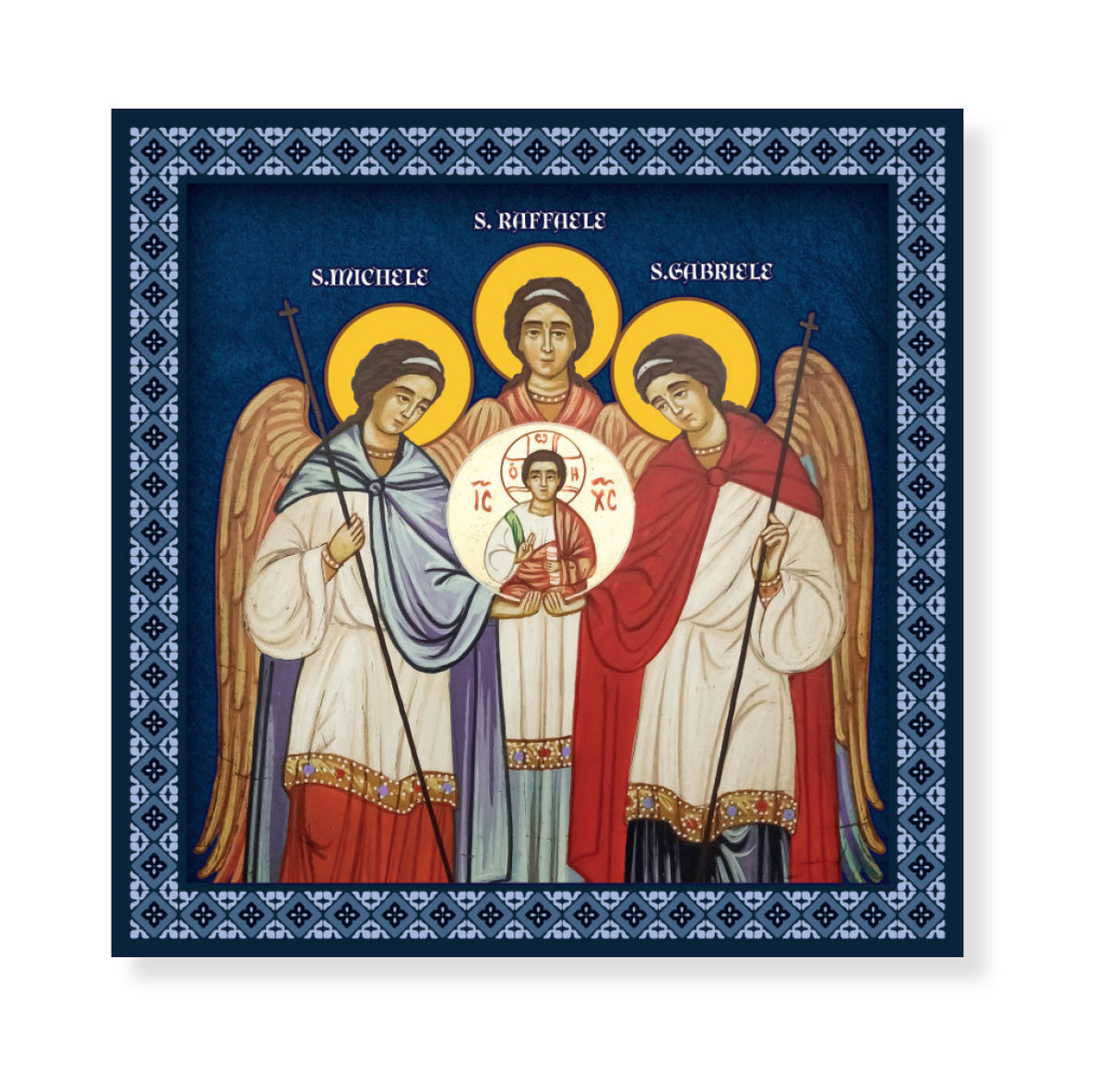 7-3/4 inch Three Archangels Printed Ceramic Tile