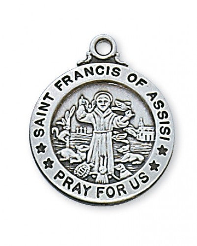 Saint Francis of Assisi Sterling Round Medal   L600FR