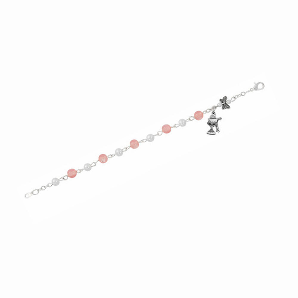 Pink Butterfly Rosary Bracelet for Youth B1030W