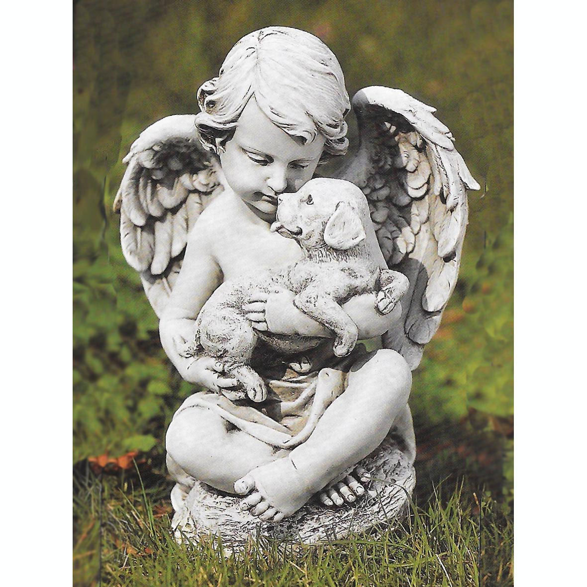 Angel with Puppy Garden Statue - 12 inches tall - Joseph Studio Garden Collectio
