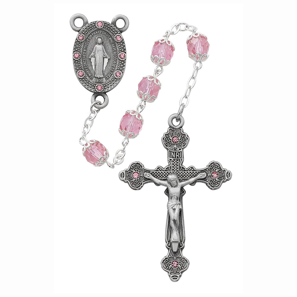 6mm Capped Pink Rosary – In His Name Store