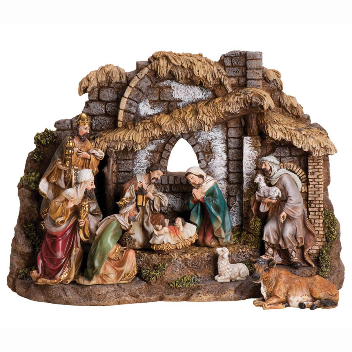 10 piece Nativity Set with Grotto Stable