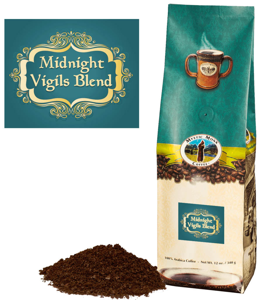 Mystic Monk Midnight Vigil Ground Coffee - Dark Roast