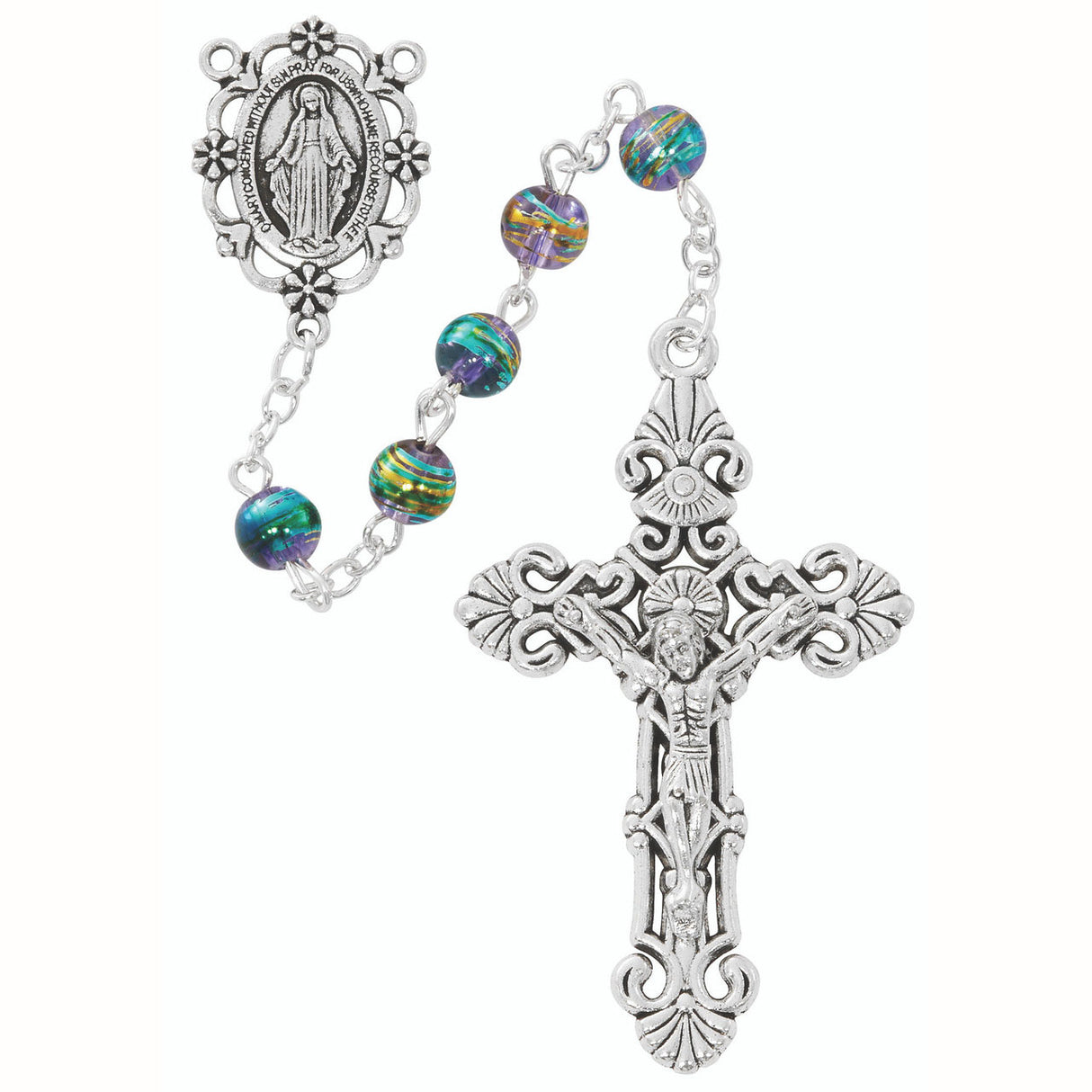 6mm Rosary with Multi-color Purple Beads R939F