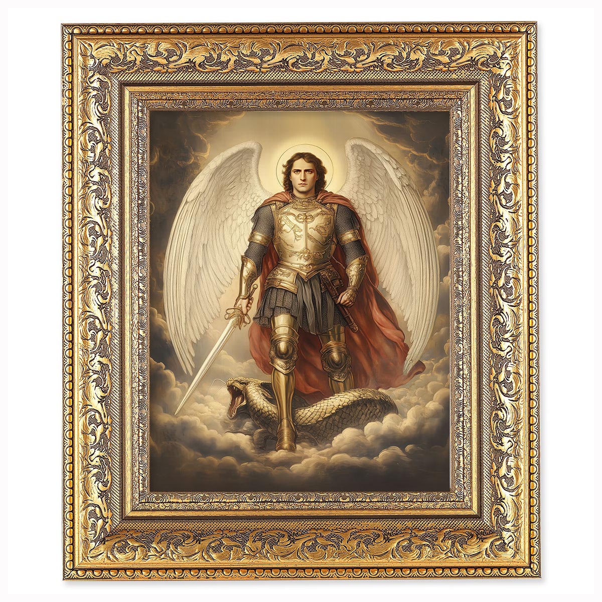 Gold Leaf & Foil St Michael in Armor 12.5x14.5 Gold Framed Print