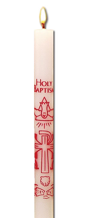Baptism Candle with Red  no. 90200