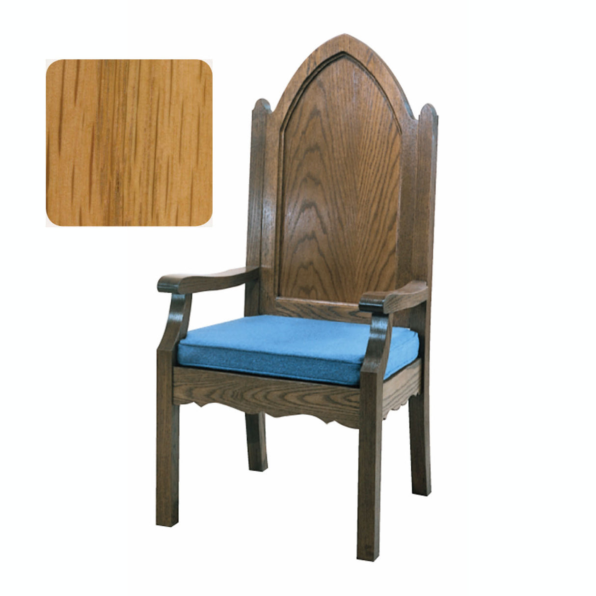 Fruitwood Finish Gothic Style Celebrant Chair with Optional Padded Back  972A