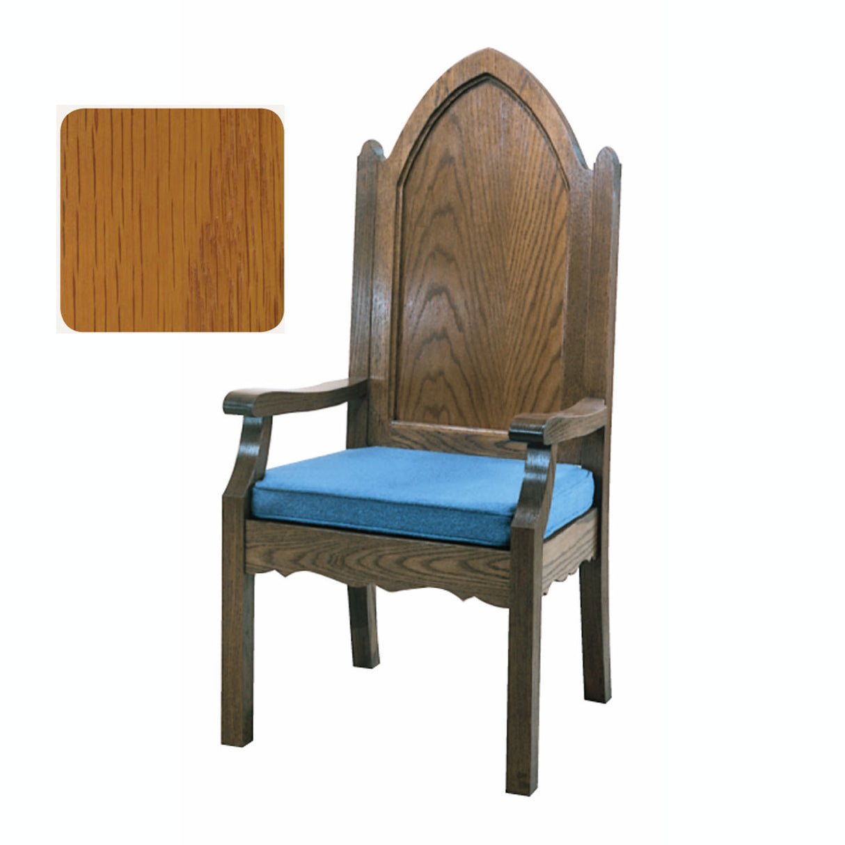 Golden Oak Gothic Style Celebrant Chair with Optional Padded Back  972A