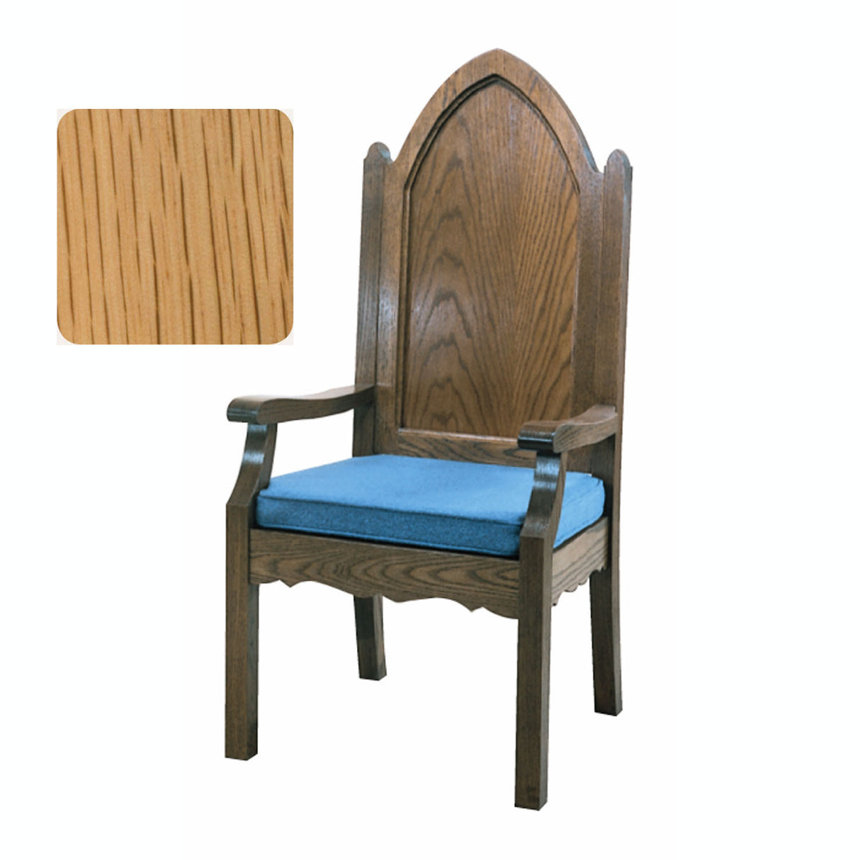 Natural Oak Gothic Style Celebrant Chair with Optional Padded Back  972A