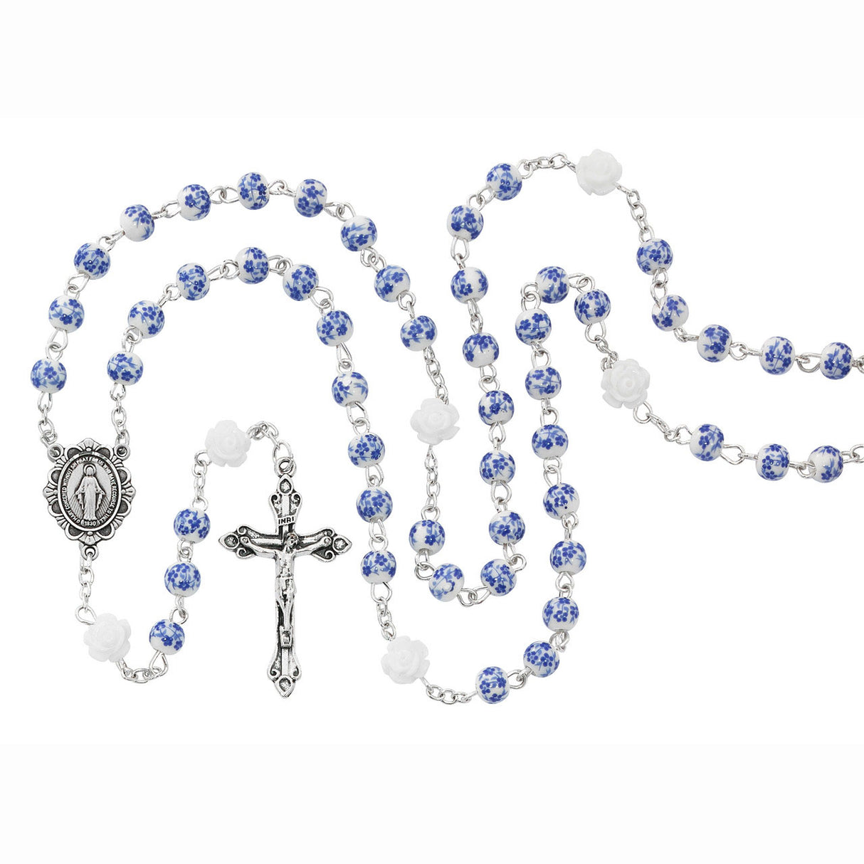 Blue Flower Ceramic Rosary R871F