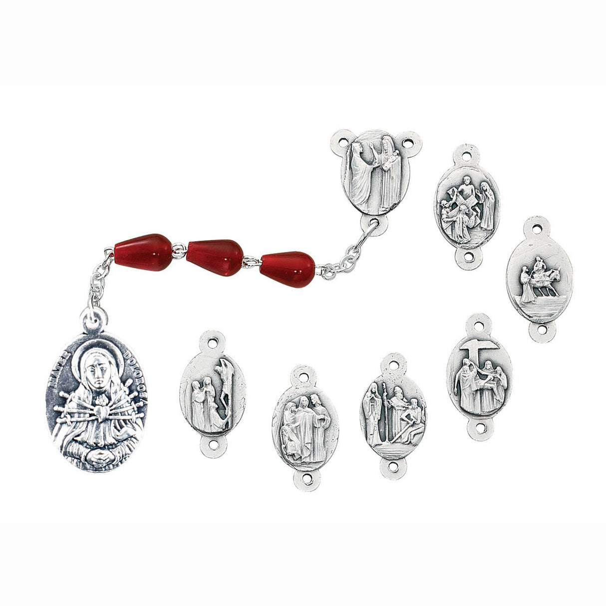 Red Seven Sorrows Red Teardrop Rosary
