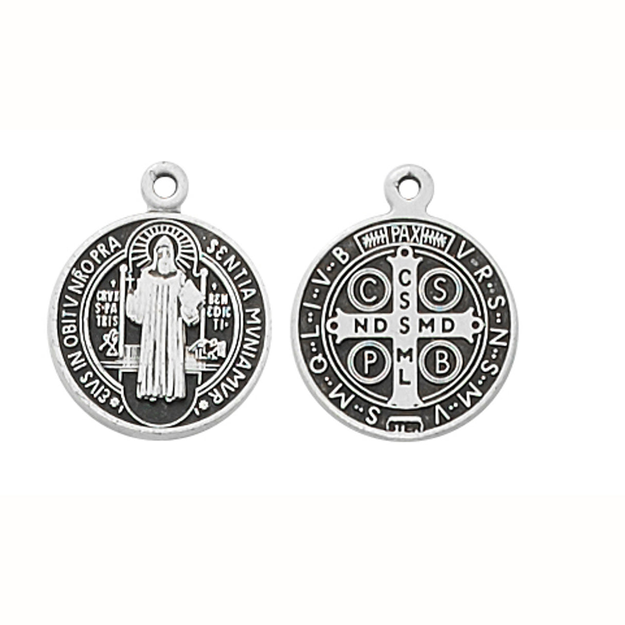Small Sterling St. Benedict Medal on 16 inch chain L762