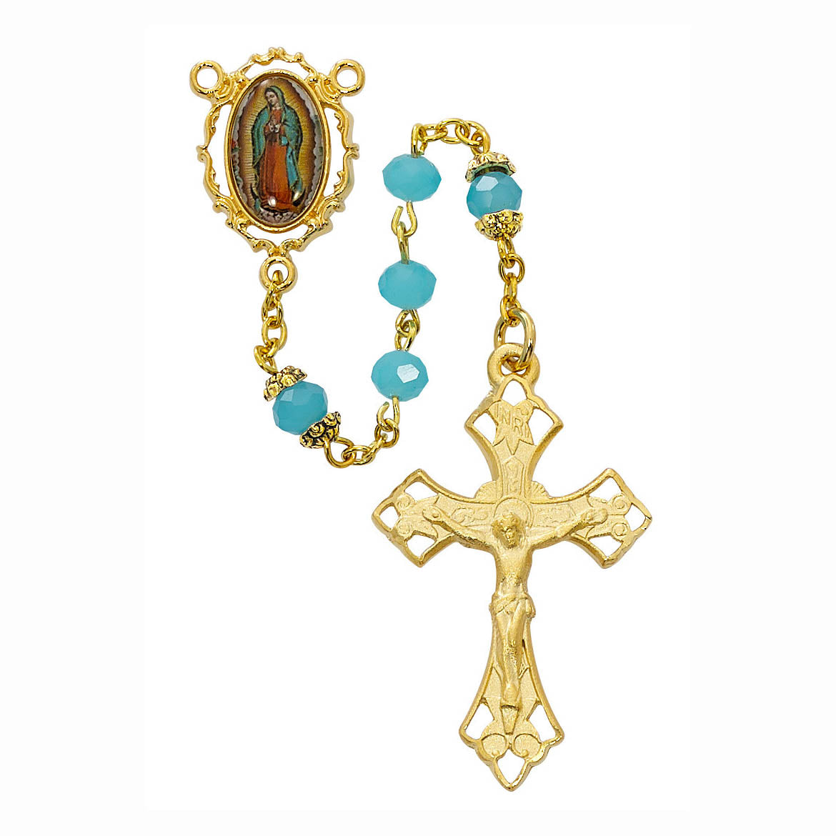 6mm Our Lady of Guadalupe Gold Plated Rosary R555HF
