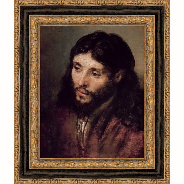 Rembrandt Head of Christ Canvas in Black & Gold Frame – In His