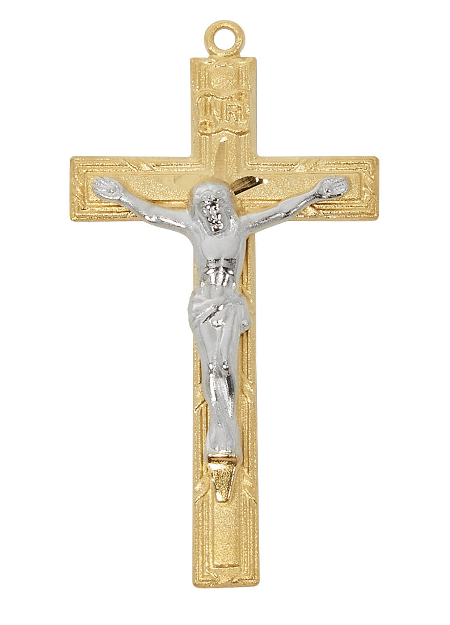 STERLING SILVER TWO TONE CRUCIFIX WITH 24" CHAIN JT6032