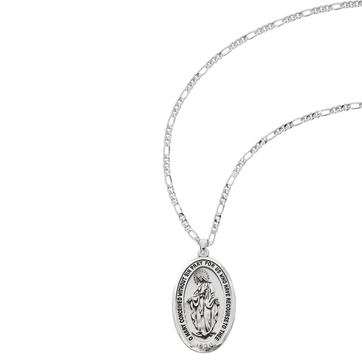 SS MIRACULOUS MEDAL ON A 24" FIGARO CHAIN L816FG