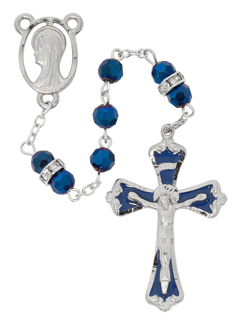 6mm Metallic Blue Crystal Rosary R976F