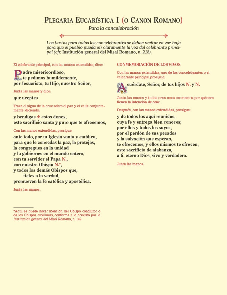 Plegaria Eucharistica Para La Concelebracion