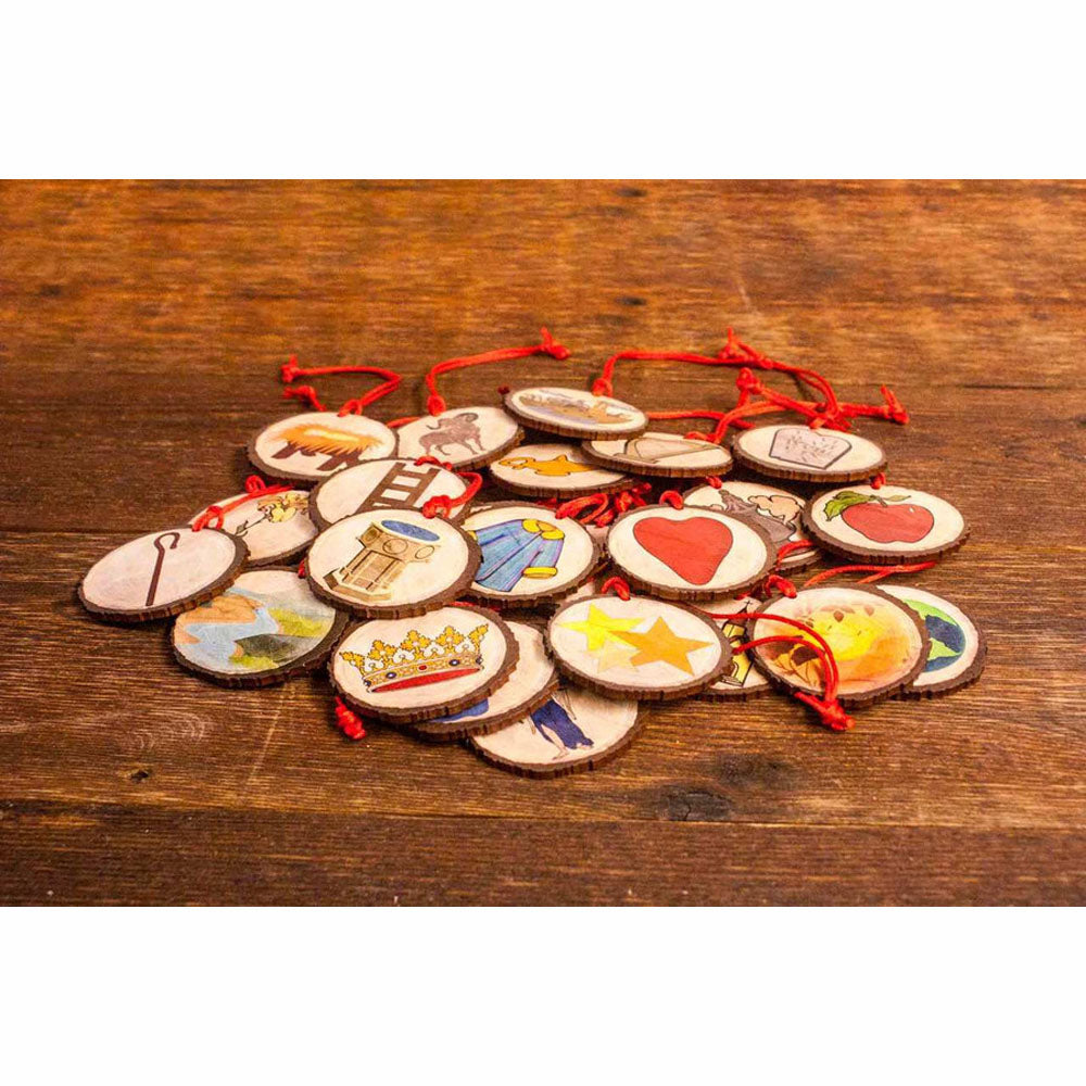 27ct Jesse Tree Wood Ornaments Set