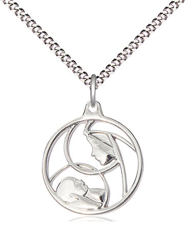Sterling Contemporary Open-Cut Madonna & Child Necklace