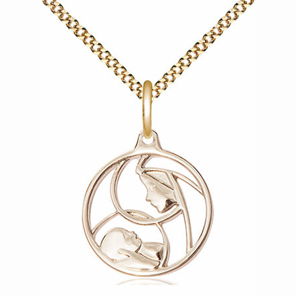 14kt Gold Filled Contemporary Open-Cut Madonna & Child Necklace