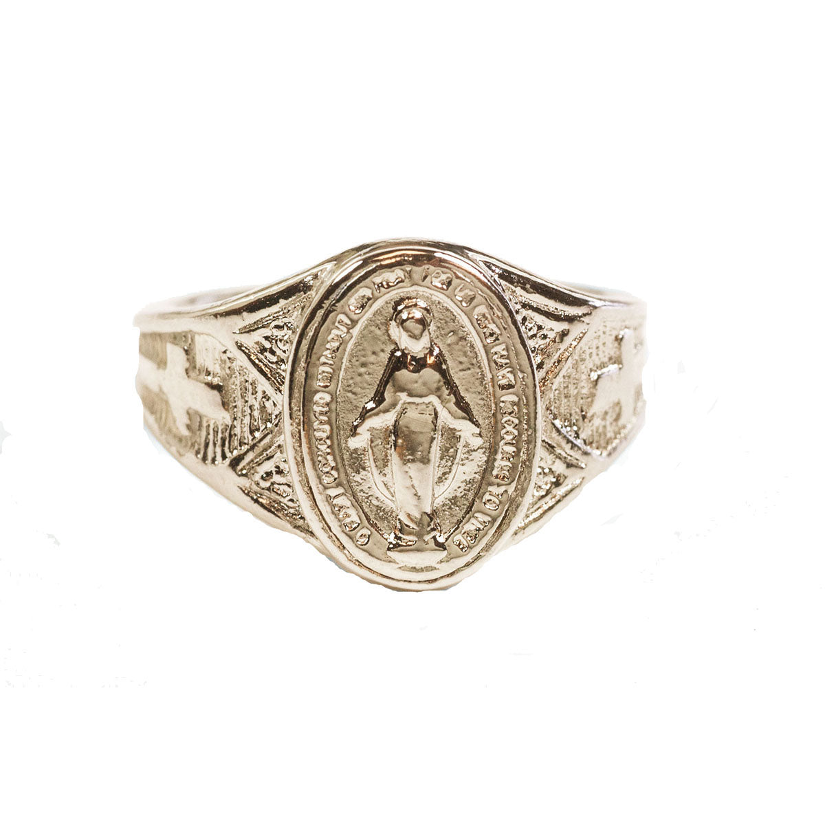 Men's Sz 10 Sterling Silver MIraculous Medal Ring 0521MSS10