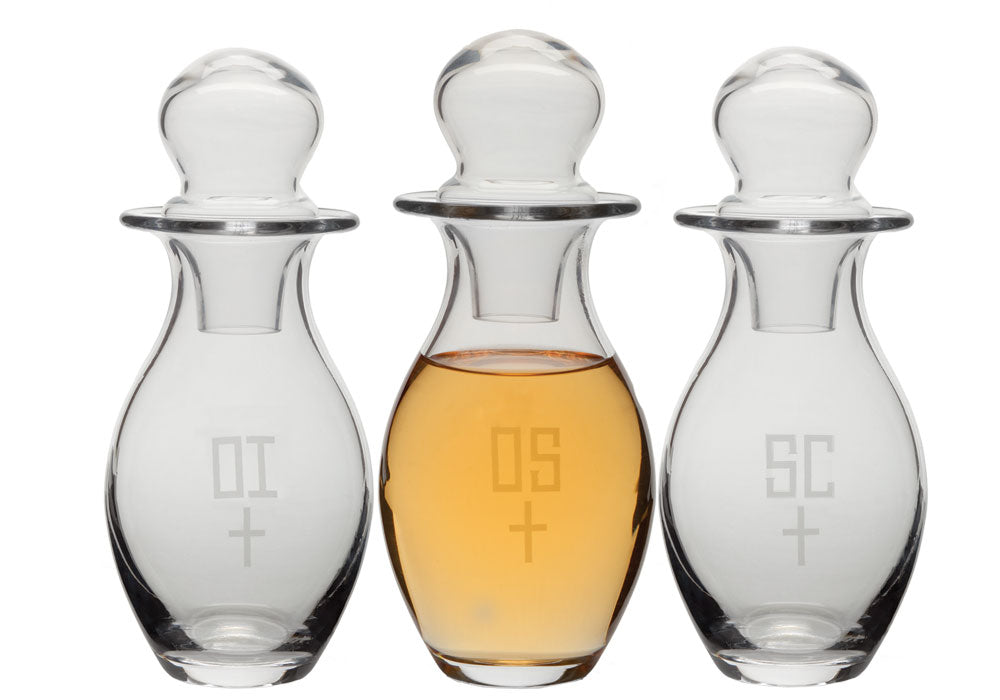 10 oz. Glass Chrismatory Set - 7-5/8 inches tall