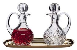 Lead Crystal Cruet Set with Gold Plated Tray