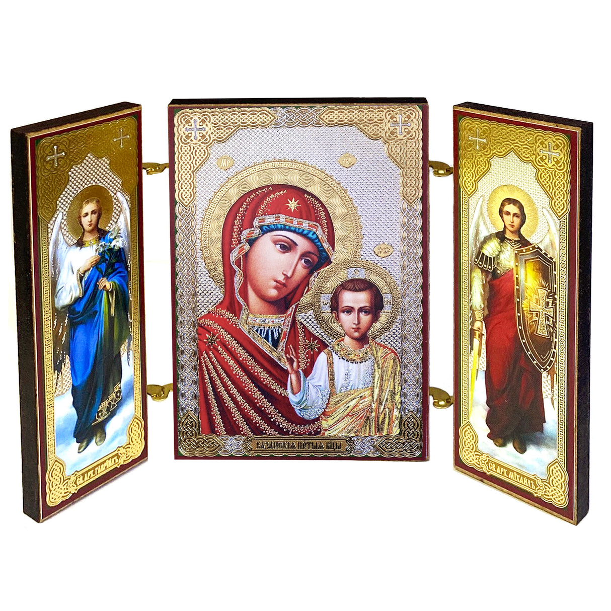 Small Triptych Virgin of Kazan with Angels Icons U444