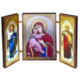Small Triptych Our Lady of Vladimir with Angels Icons U446