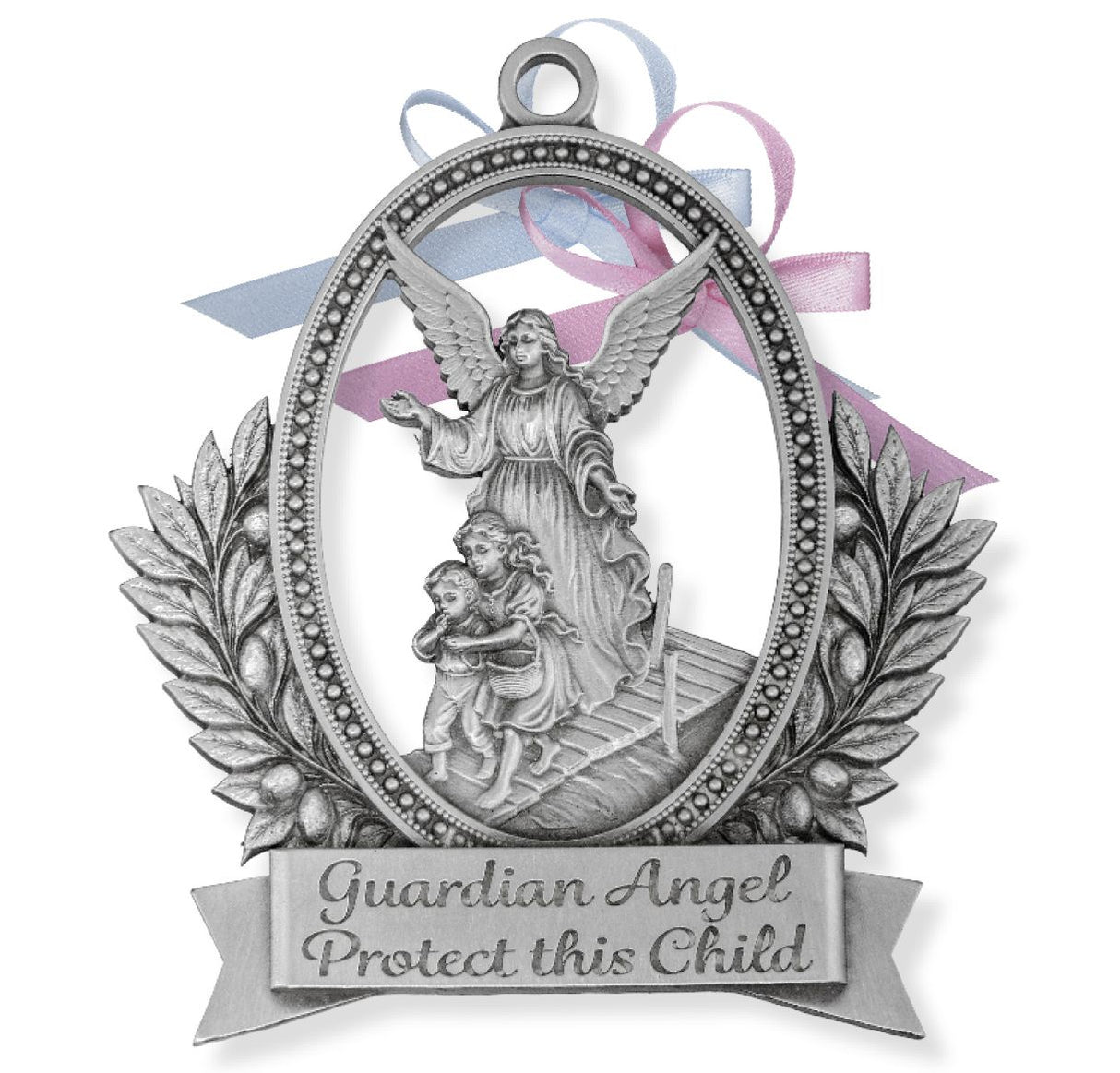 Pewter Gusrdain Angel Engraved Crib Medal 2727TX