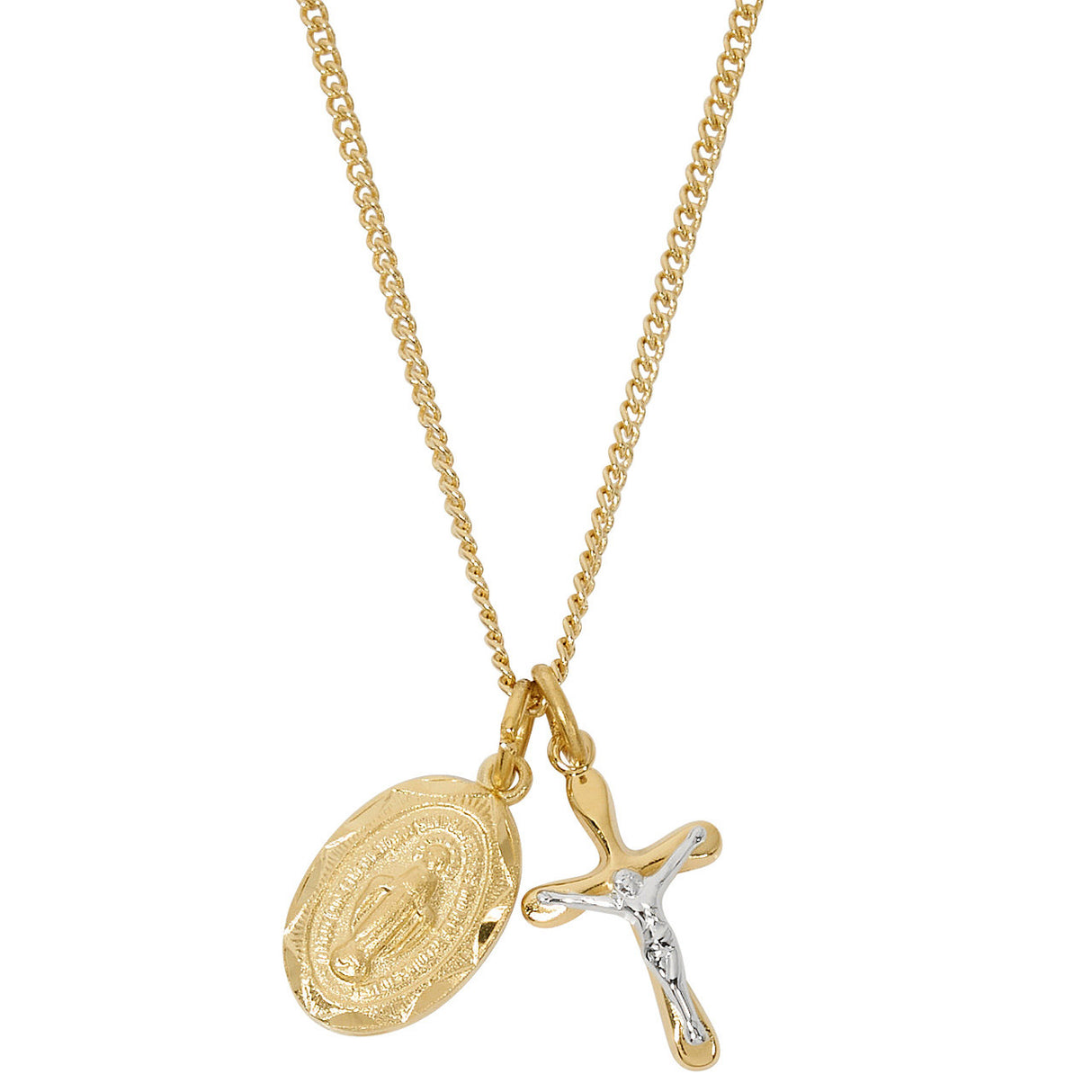 14kt over Sterling Silver Crucifix & Miraculous Medal Set JD104