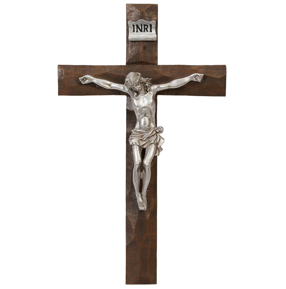 Silver Finish Resin Crucifix 20329 - 11.5 inches tall