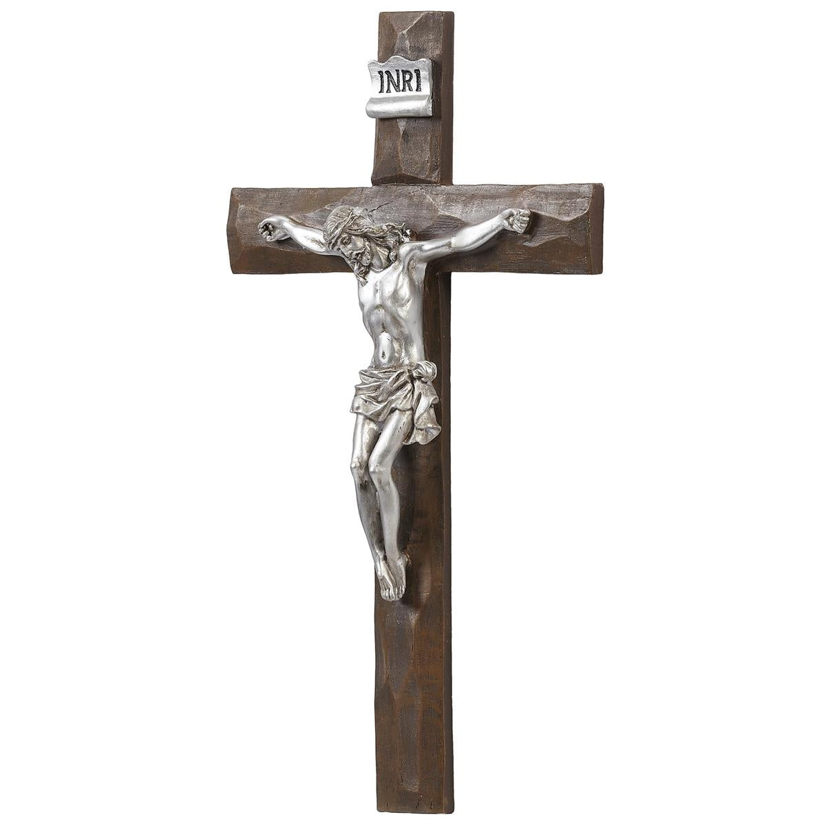 Silver Finish Resin Crucifix 20329 - 11.5 inches tall