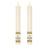 Set of Two Fleur De Lis Side Altar Candle from Dadant - All Sizes & Colors