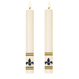 Set of Two Fleur De Lis Side Altar Candle from Dadant - All Sizes & Colors
