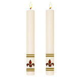 Set of Two Fleur De Lis Side Altar Candle from Dadant - All Sizes & Colors