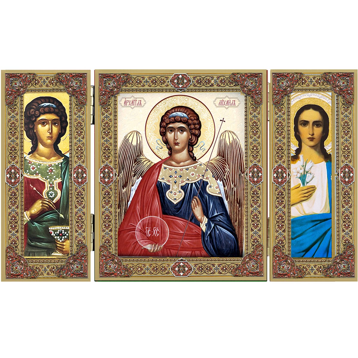The Great Archangels Michael Gabriel and Raphael Icon Triptych
