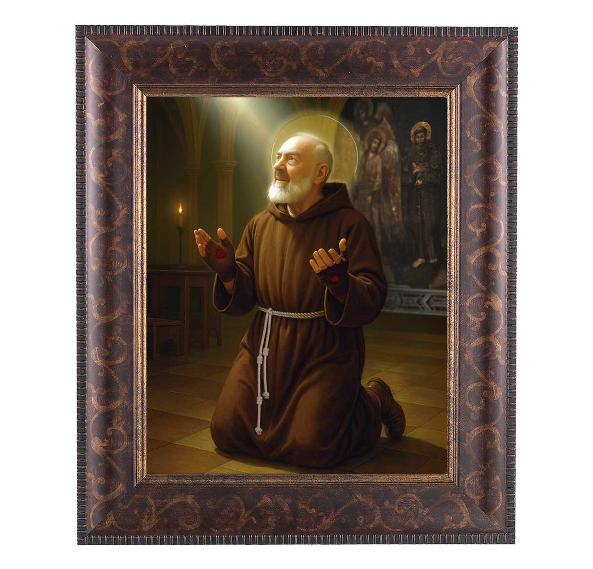 8x10 inch St Padre Pio in Dark Burlwood Frame 124-524