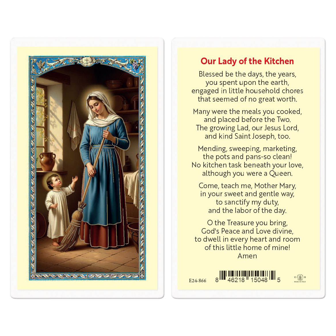 Kitchen Madonna Laminated Prayer Cards