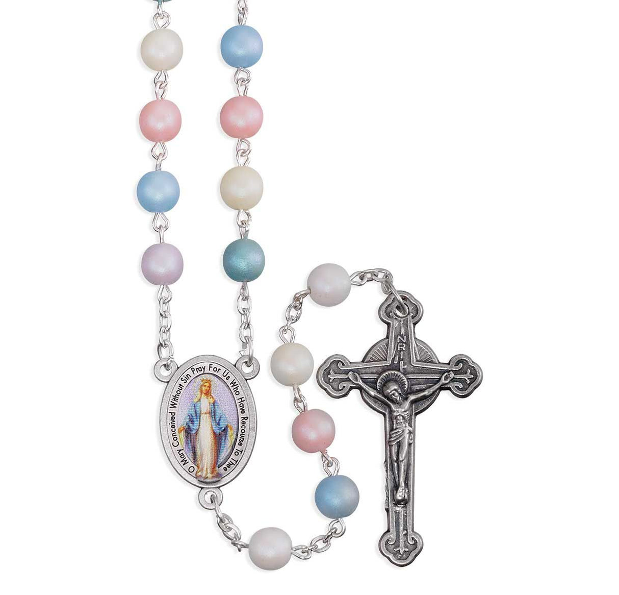 6mm Frosted Mix Color Glass Bead Rosary - 9001