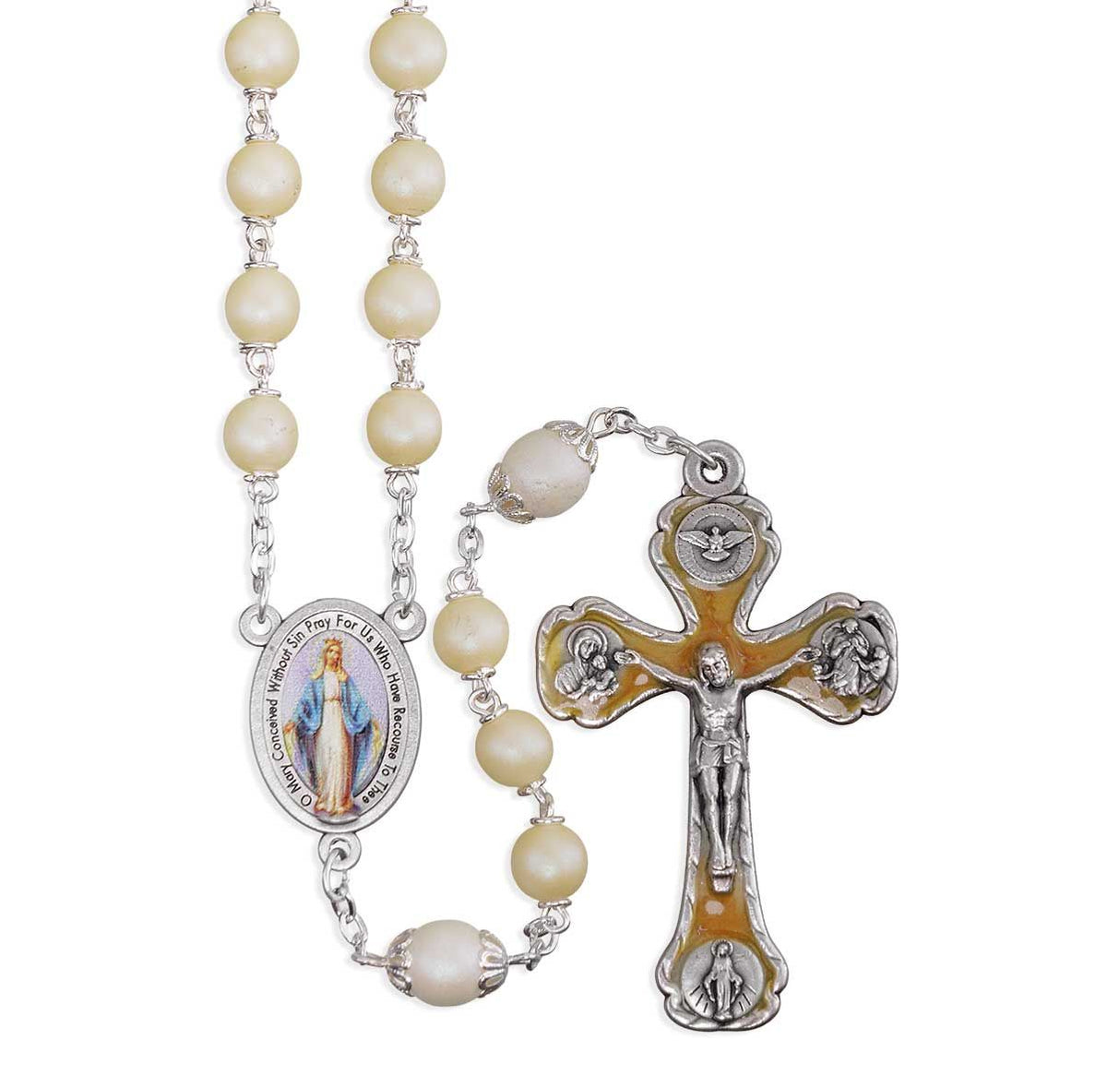 6mm Frosted Bead with Madre Crucifix Rosary - 9008