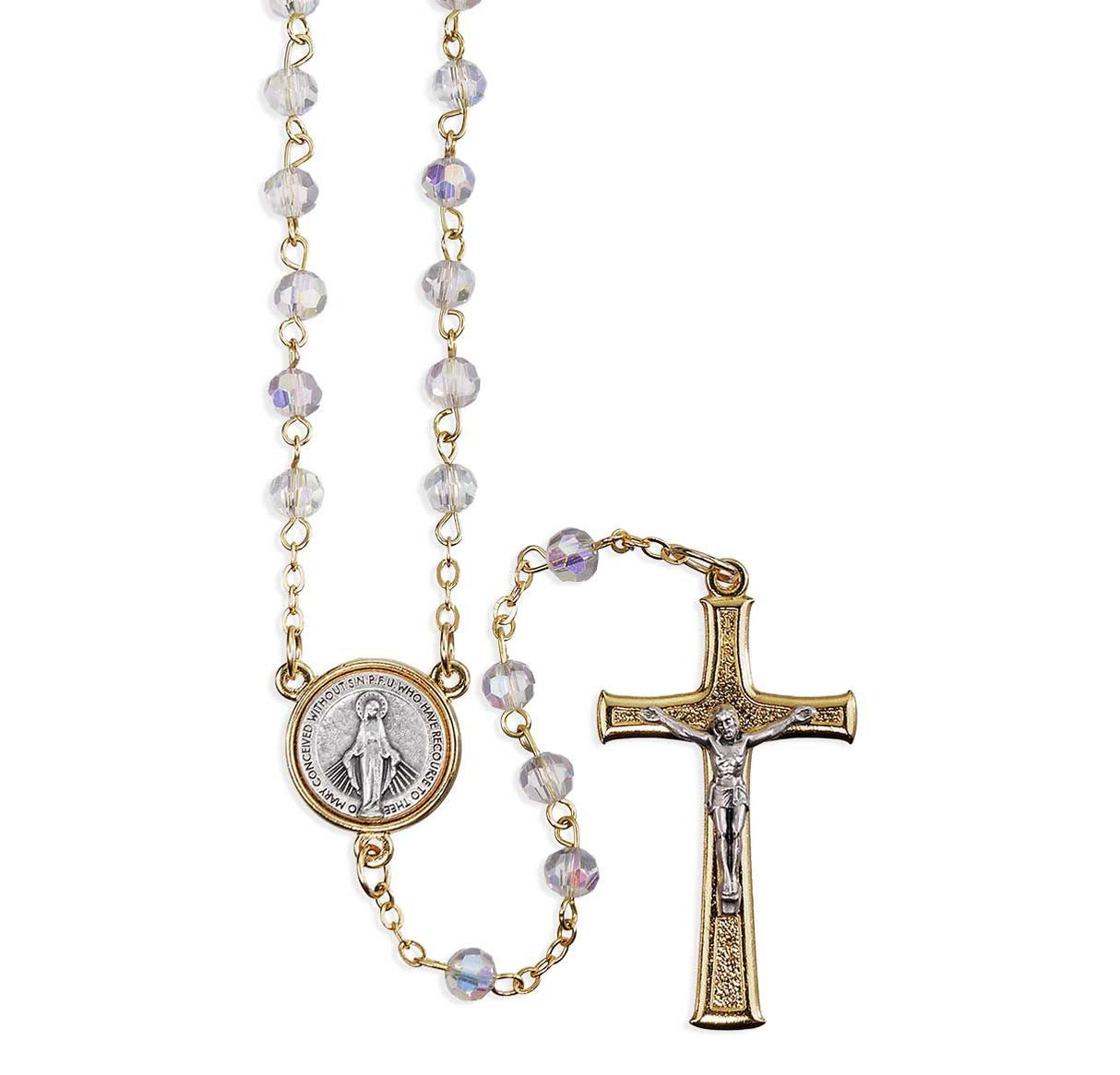 5mm Tin Cut Crystal Rosary with Gold finish Findings-721GCR