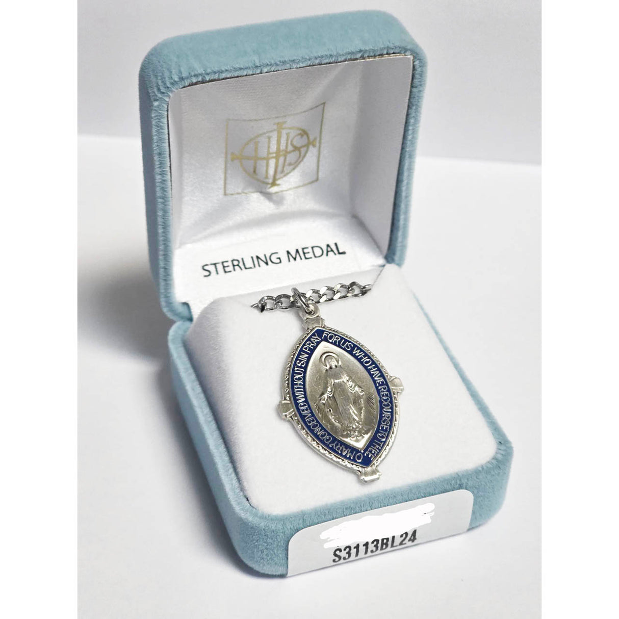 Almond Shaped Sterling Miraculous Medal Pendant